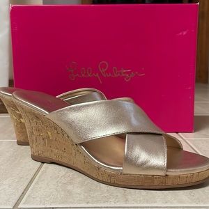 Lilly Pulitzer Gold Metallic slides